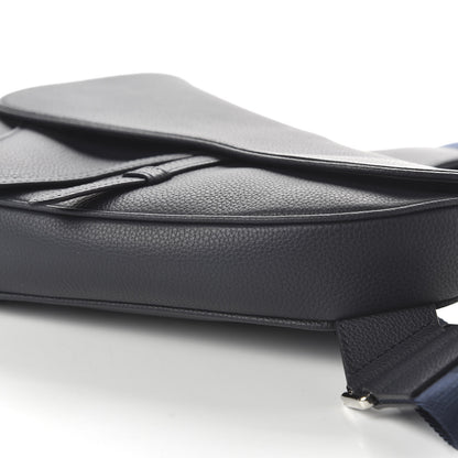 Christian Dior Grained Calfskin Saddle Bag Navy Blue 7 of 9