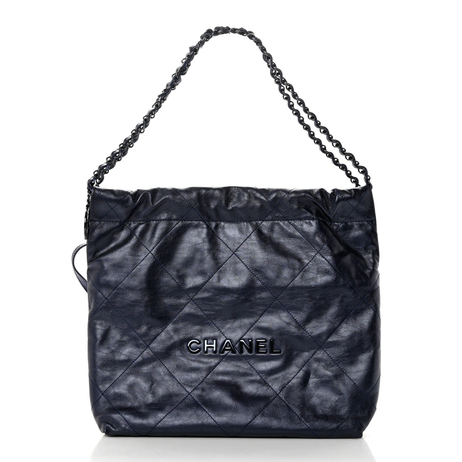 Chanel Metallic Calfskin Quilted Chanel 22 Navy Blue 3 of 10