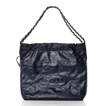 Chanel Metallic Calfskin Quilted Chanel 22 Navy Blue 3 of 10