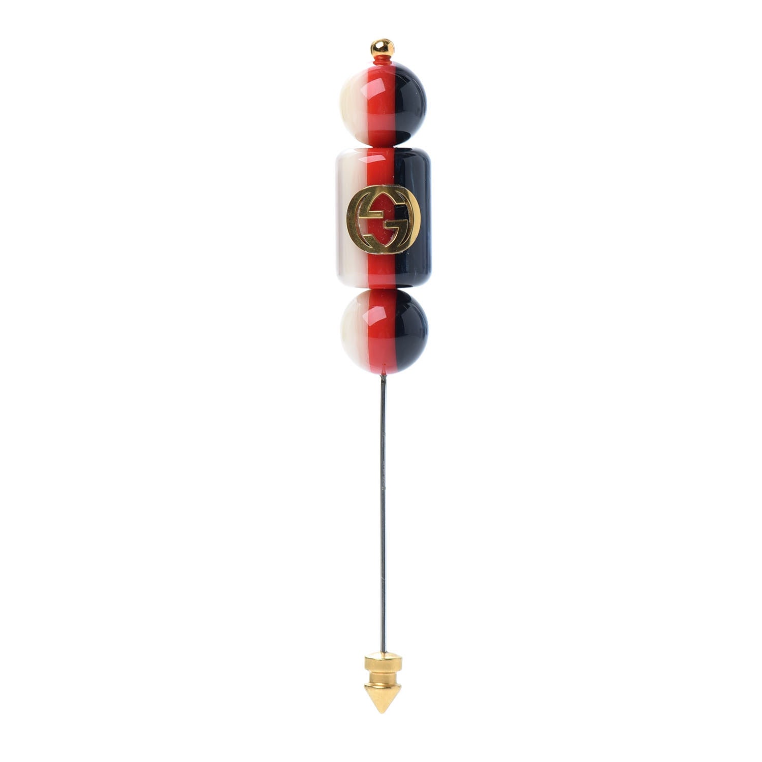 Gucci Resin Sylvie GG Brooch Gold Blue 1 of 4