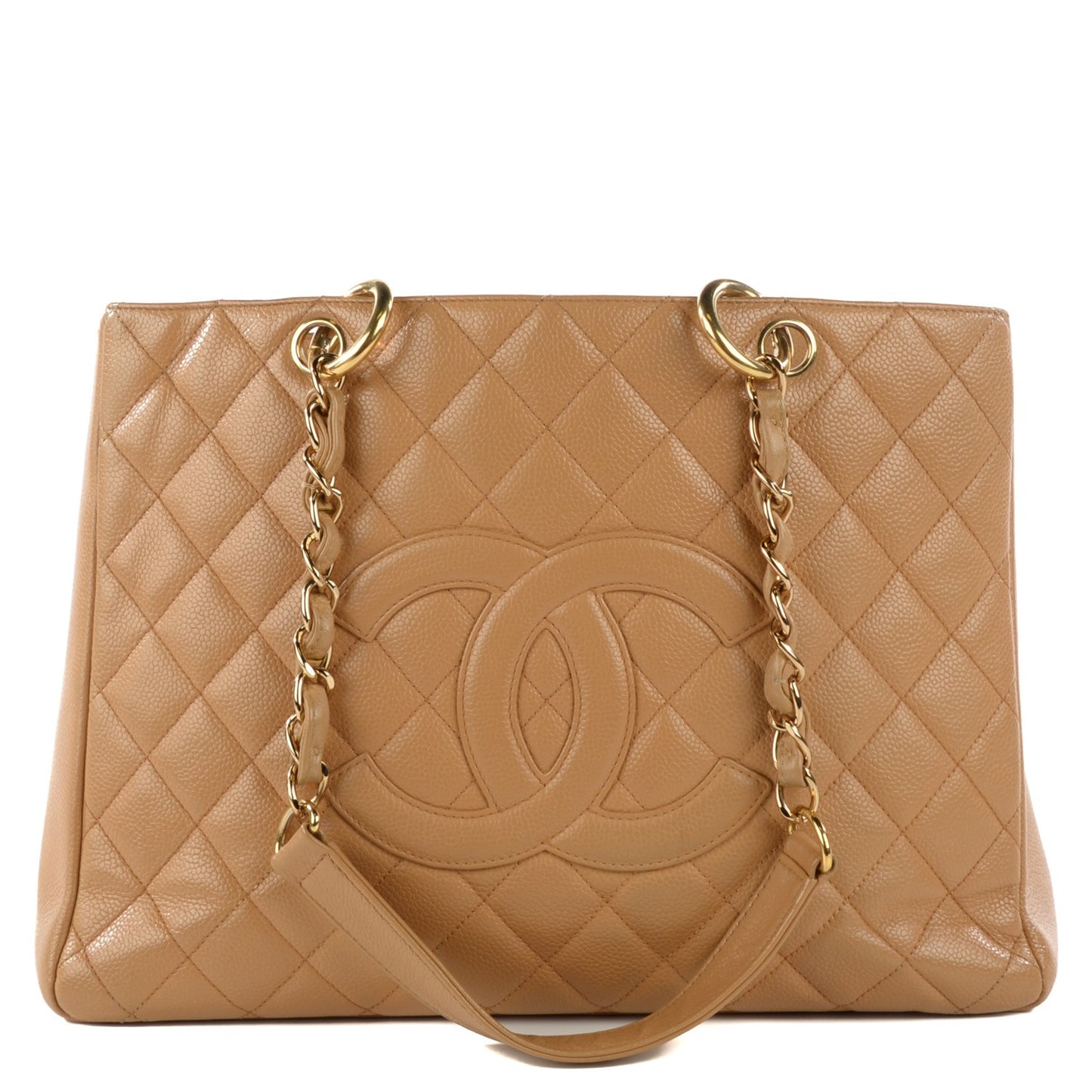 Caviar Quilted Grand Shopping Tote GST Beige