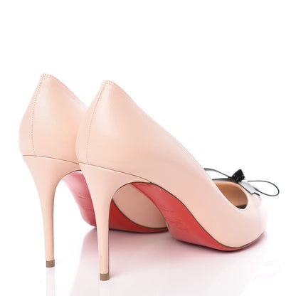 Christian Louboutin Calfskin Bow 80 Peep Toe Pumps 39.5 Nude 4 of 12