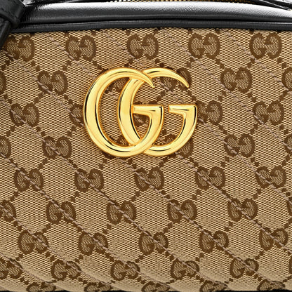Gucci Monogram Matelasse Diagonal Small GG Marmont Chain Shoulder Bag Beige Black 8 of 10