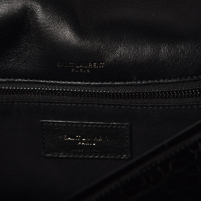 Saint Laurent Patent Crocodile Embossed Lambskin Monogram Medium Niki Chain Satchel Black 6 of 10