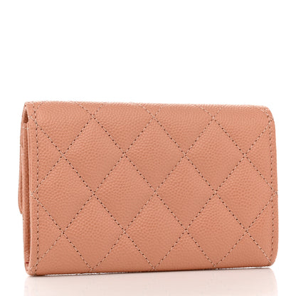 Chanel Caviar Metal Perforated Quilted CC Flap Card Holder Beige 3 of 9