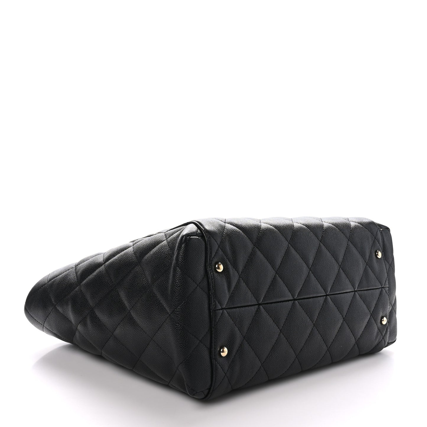 Caviar Quilted Large Shopping Tote Black