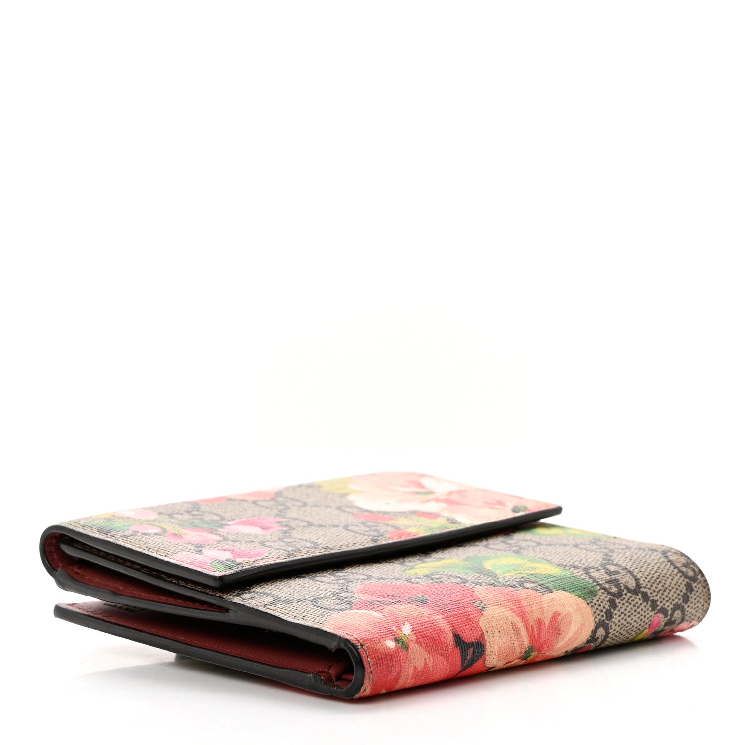 Gucci GG Supreme Monogram Blooms French Flap Wallet Beige Multicolor Dry Rose 4 of 8