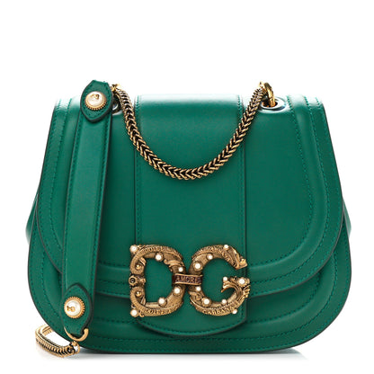 Dolce & Gabbana Smooth Calfskin Small DG Amore Shoulder Bag Dark Emerald 1 of 9