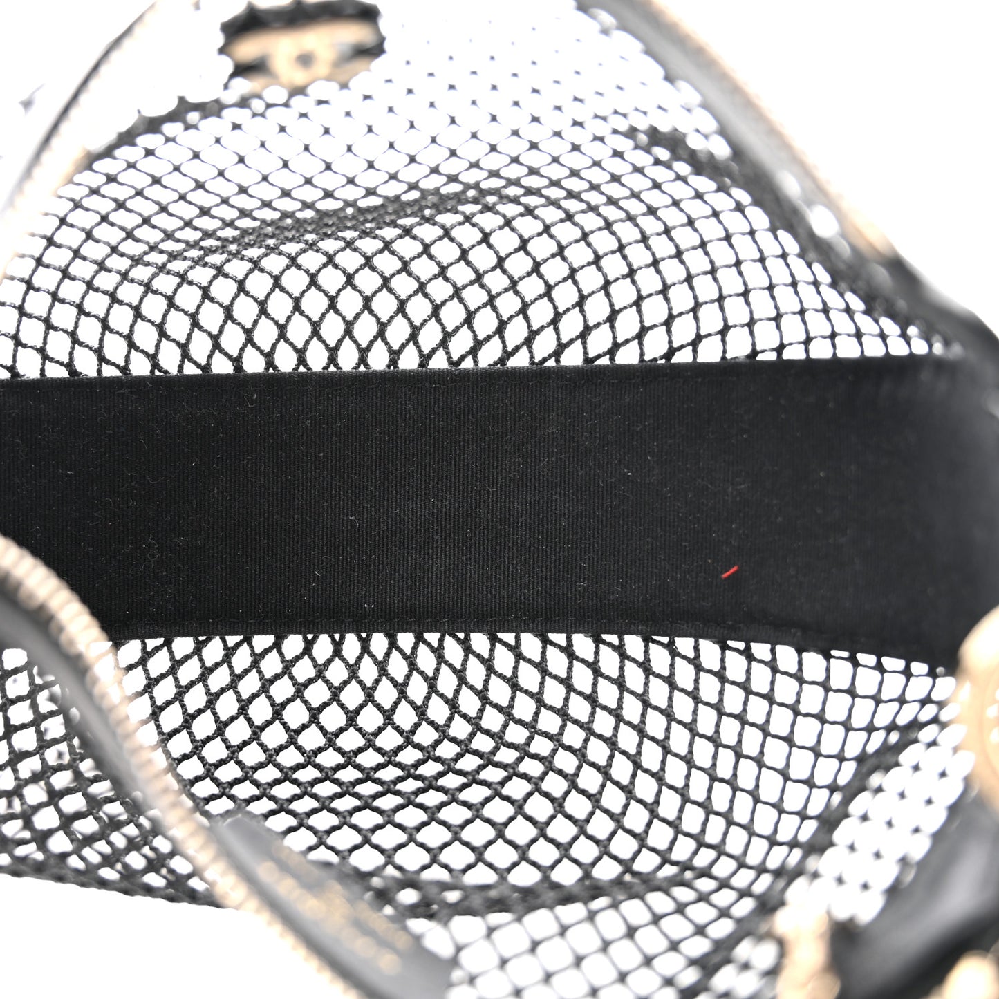 Mesh Shiny Lambskin Chain Hobo Black