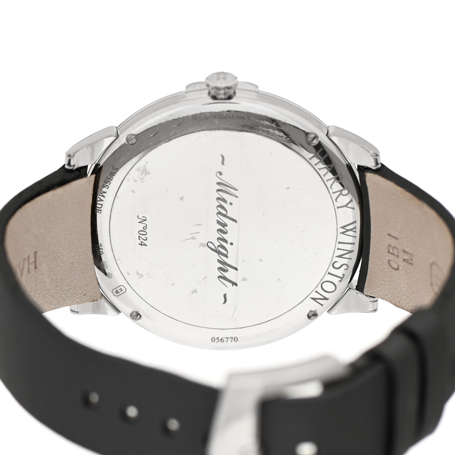 Harry Winston 18K White Gold Satin Diamond Bezel 39mm Sunray Midnight Quartz Watch 4 of 5