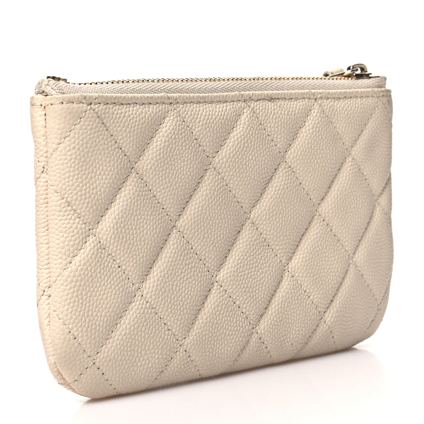 Caviar Quilted Small Cosmetic Case Light Beige