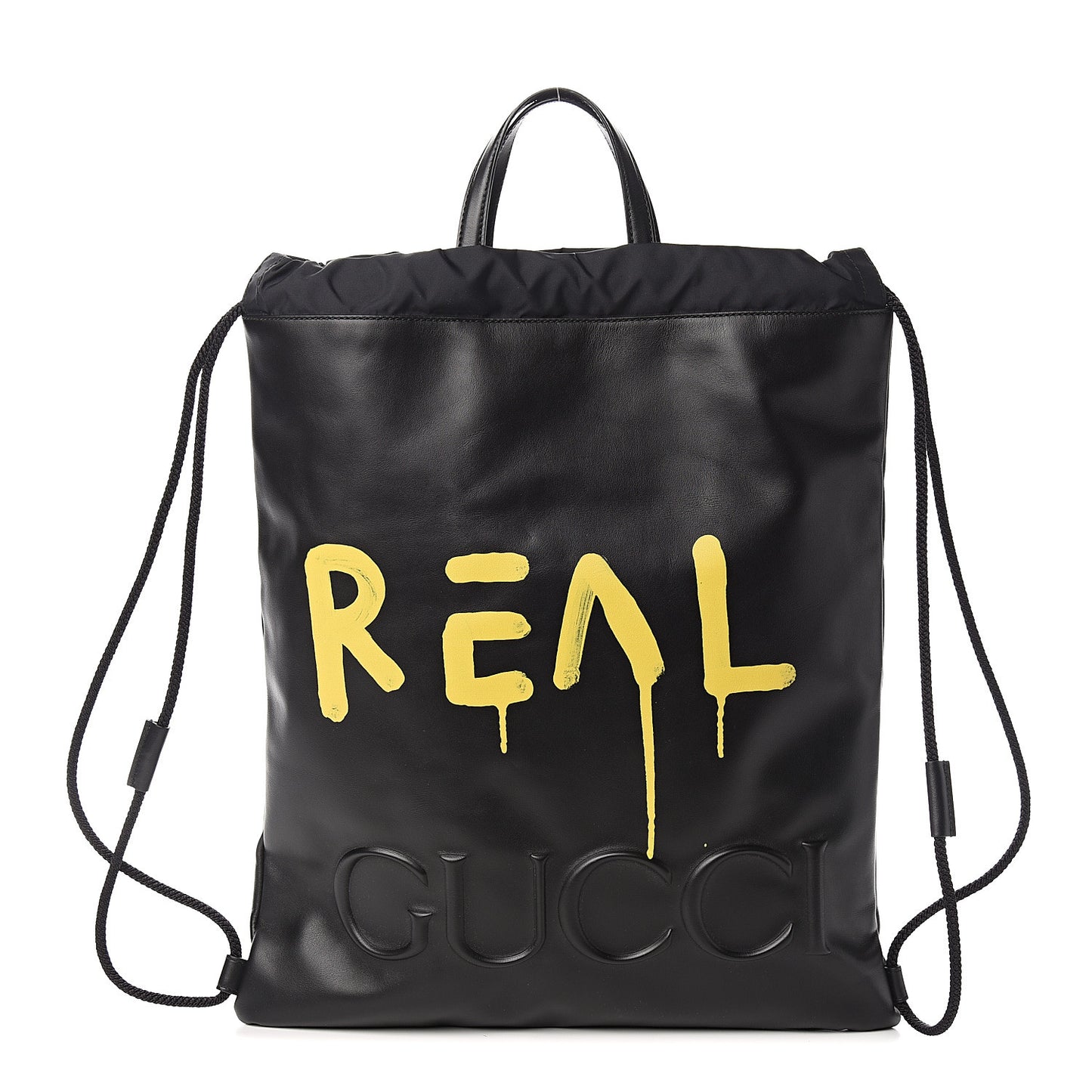 Calfskin Small GucciGhost Drawstring Backpack Black