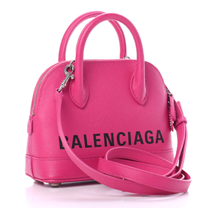 Balenciaga Signature Grained Calfskin Logo XXS Ville Top Handle Bag Fuchsia 2 of 4