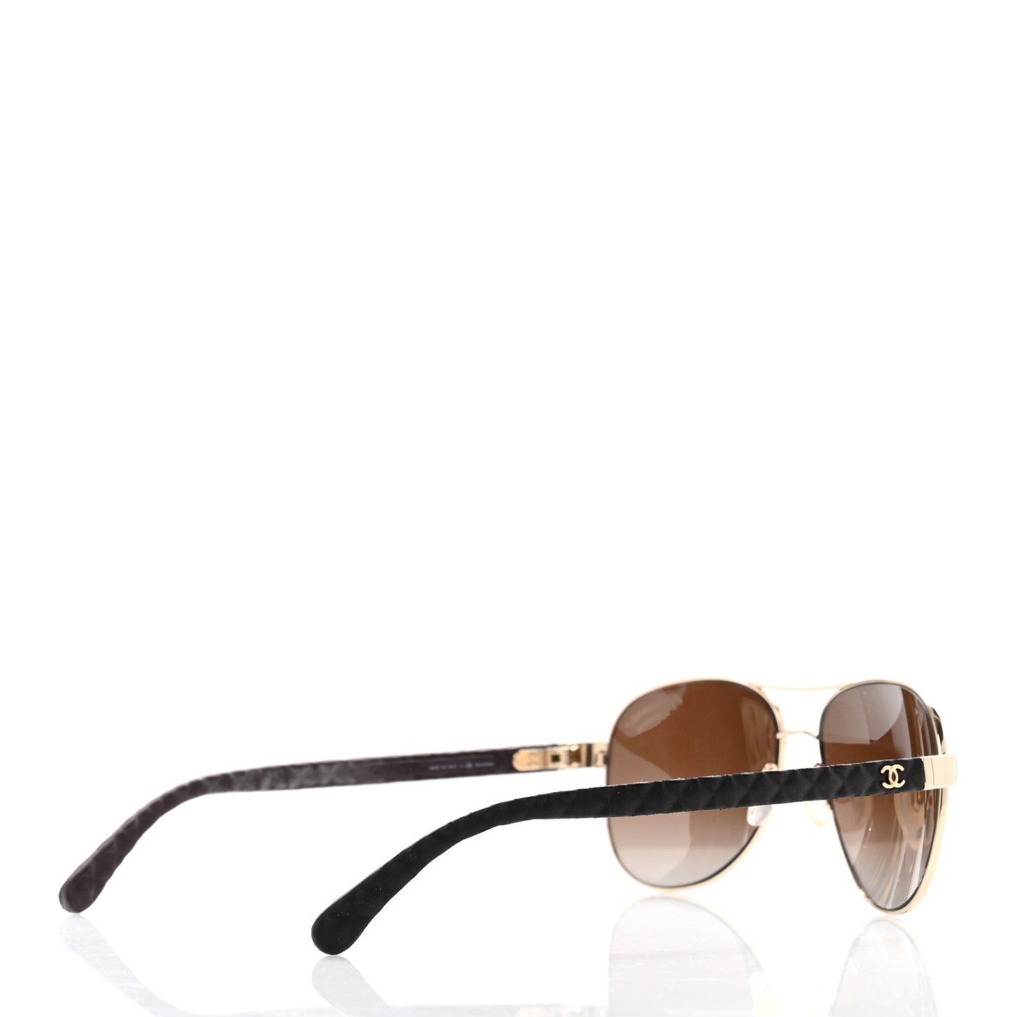 Lambskin Quilted CC Aviator Sunglasses 4195-Q Brown Gold