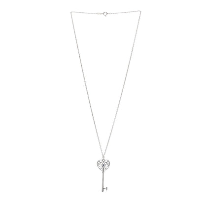 Tiffany Sterling Silver Blue Sapphire Enchant Heart Key Pendant Necklace 3 of 5