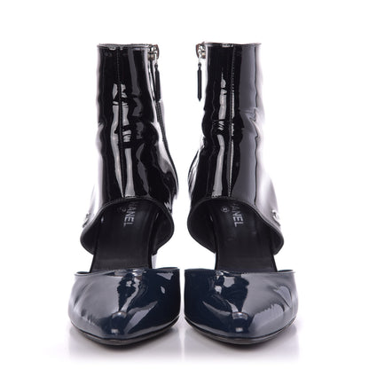 Chanel Patent Calfskin Pumps 38 Black Navy 3 of 11
