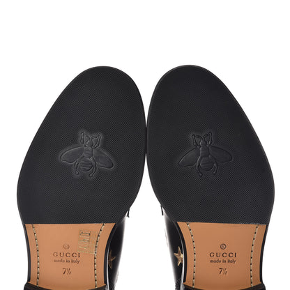 Gucci Calfskin Sylvie Web Bee Star Embroidered Mens Brogue Captoe Boots 7.5 Black 8 of 9