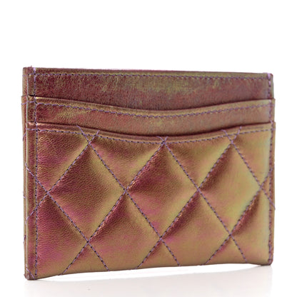 Chanel Iridescent Lambskin Quilted Card Holder Purple 3 of 10