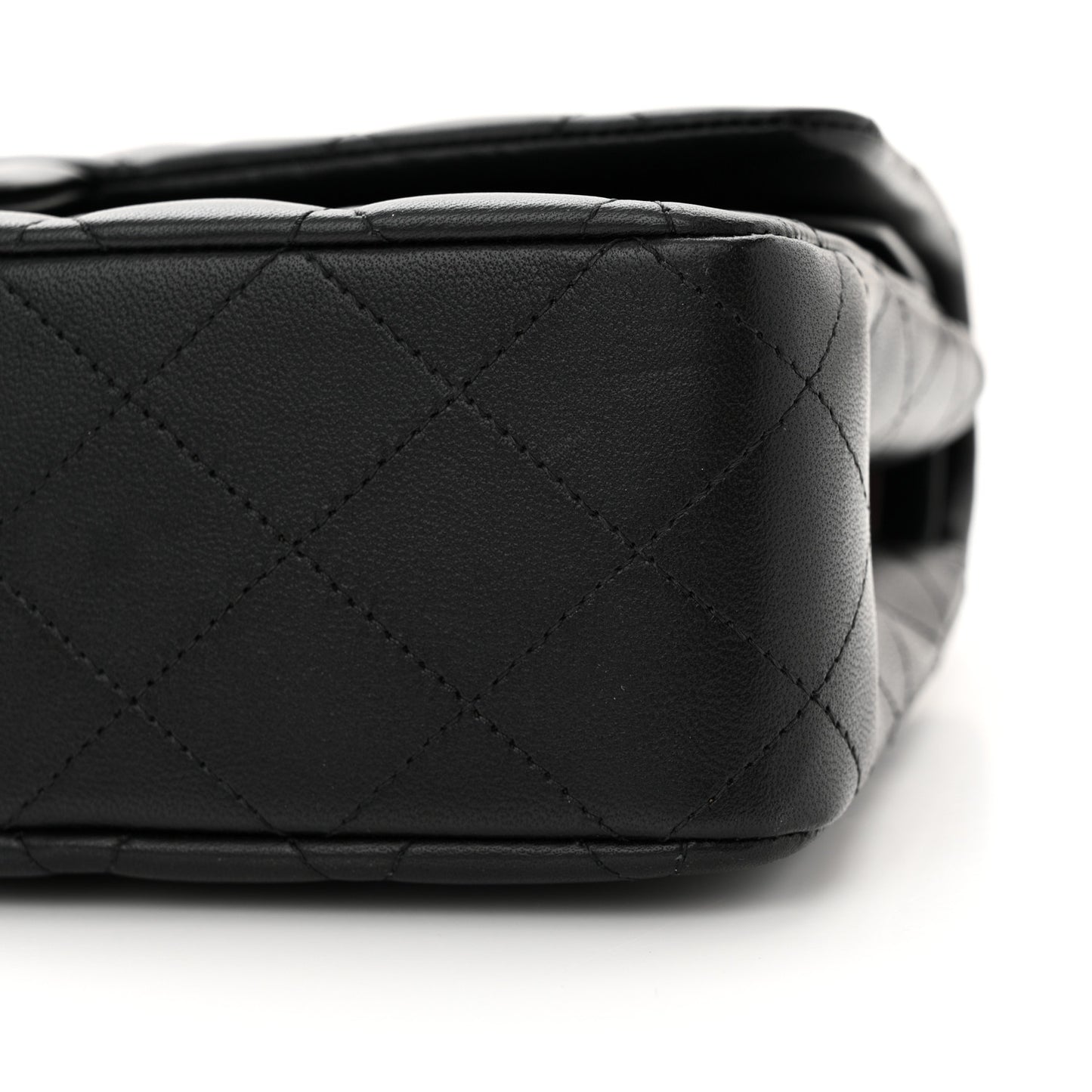 Lambskin Quilted Medium Double Flap Black