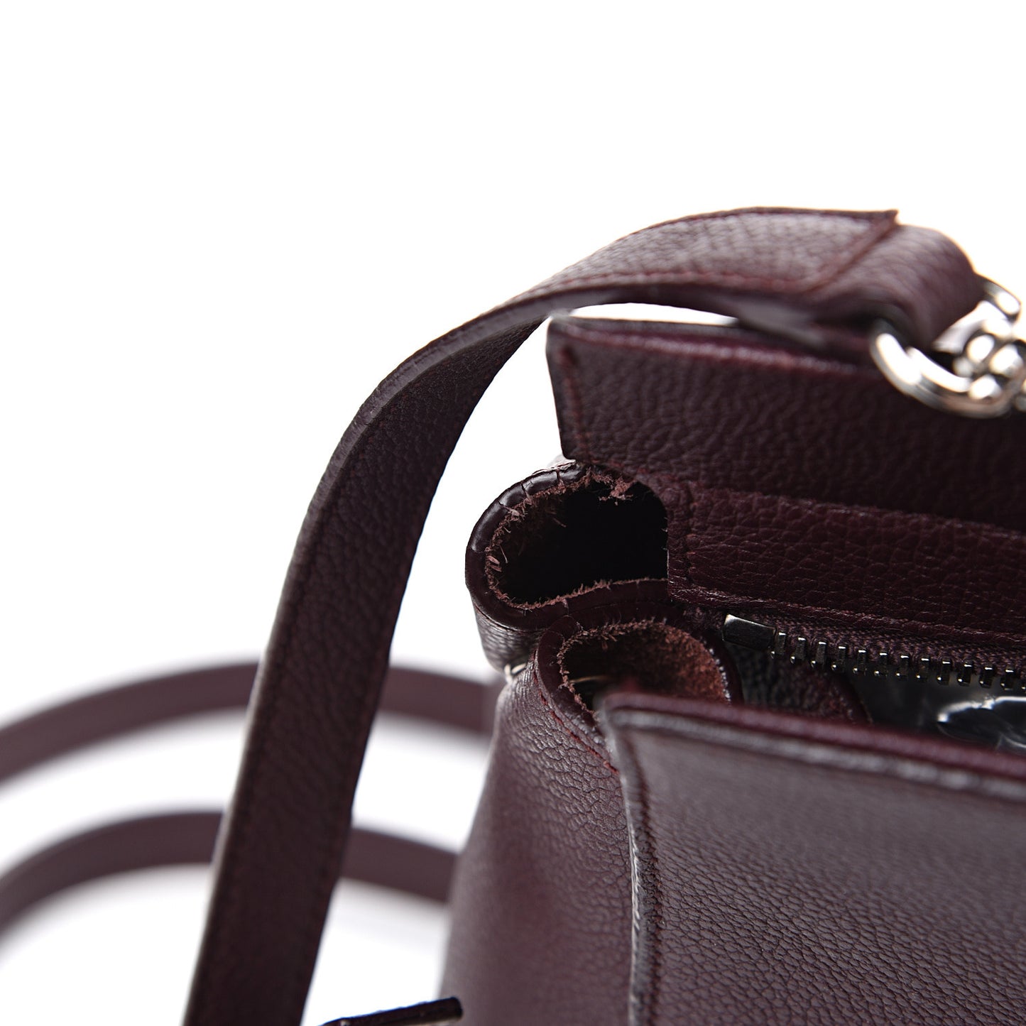 Grained Calfskin Small Cabas Rive Gauche Amaranto
