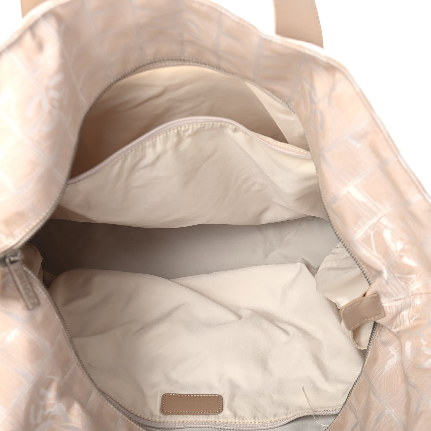Chanel Metallic Nylon Travel Tote Beige 4 of 5