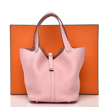 Hermes Taurillon Clemence Picotin 22 MM Rose Sakura 8 of 8