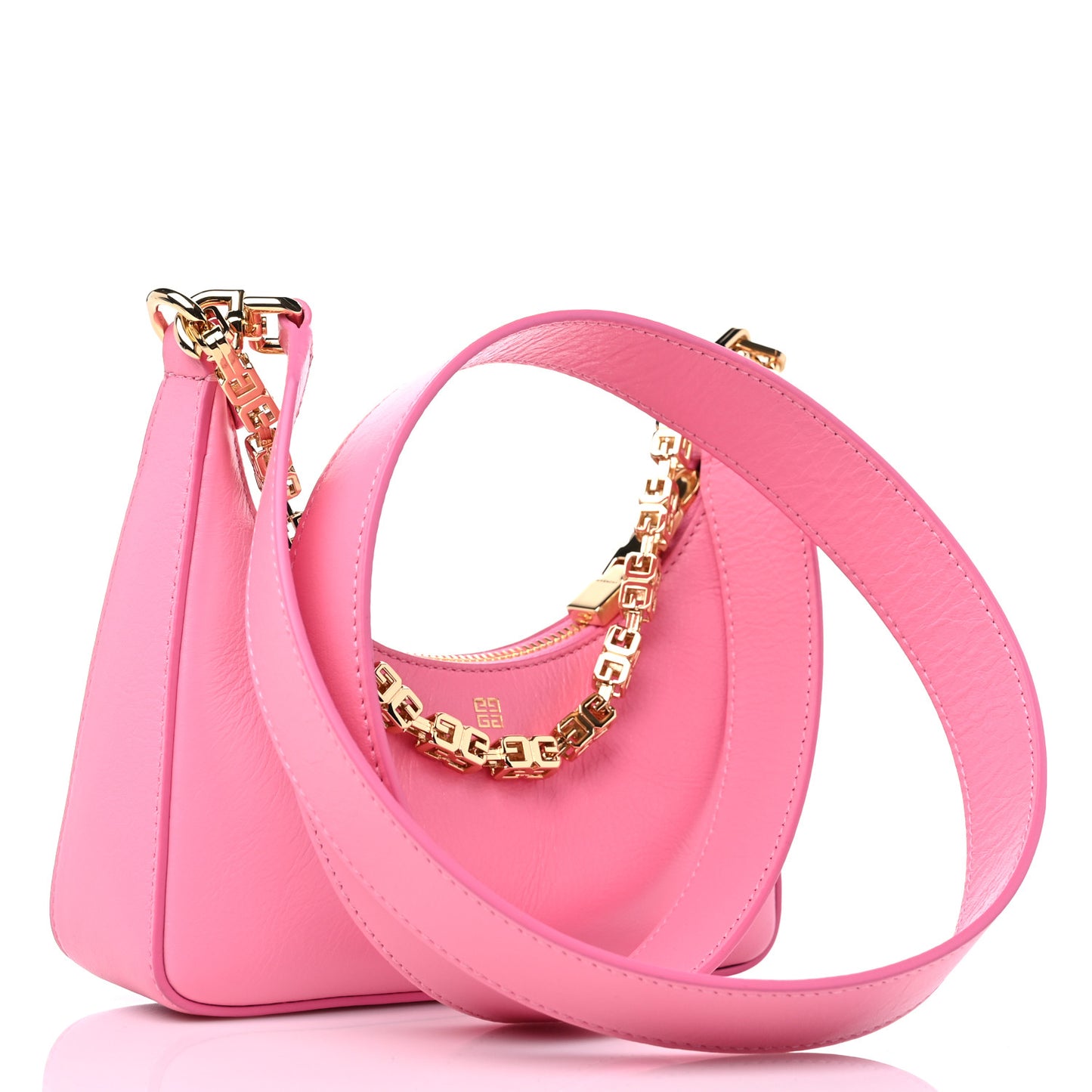 Smooth Calfskin Mini Moon Cut Out Shoulder Bag Bright Pink