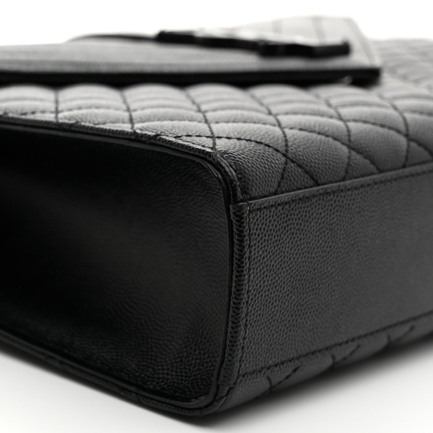 Grain De Poudre Textured Mixed Matelasse Large Triquilt Monogram Monochrome Satchel Black