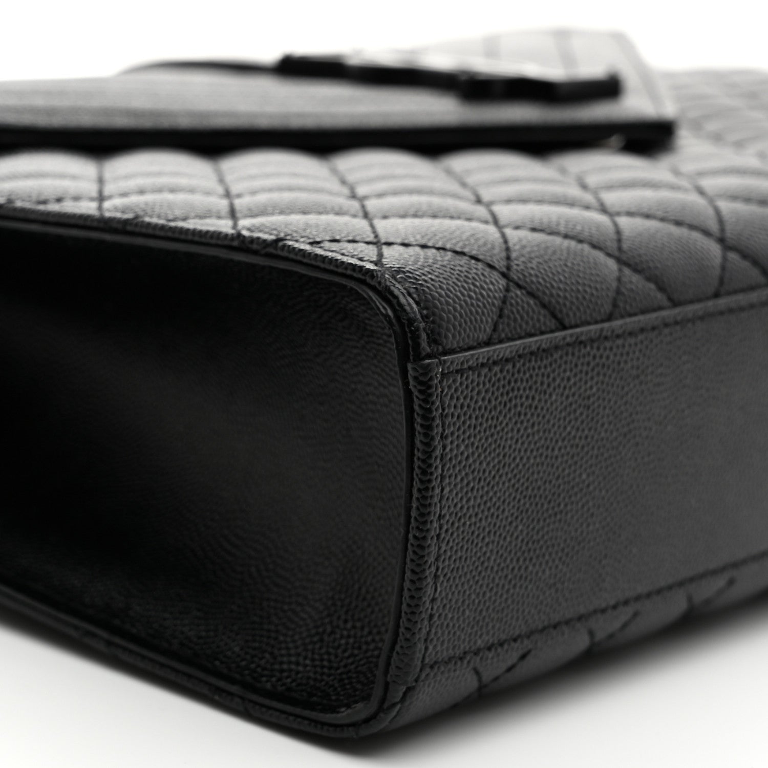 Saint Laurent Grain De Poudre Textured Mixed Matelasse Large Triquilt Monogram Monochrome Satchel Black 10 of 11