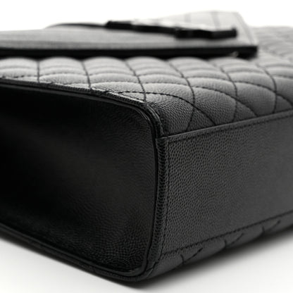Saint Laurent Grain De Poudre Textured Mixed Matelasse Large Triquilt Monogram Monochrome Satchel Black 10 of 11