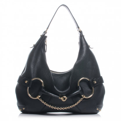 Gucci Leather Large Horsebit Chain Hobo Black 1 of 7
