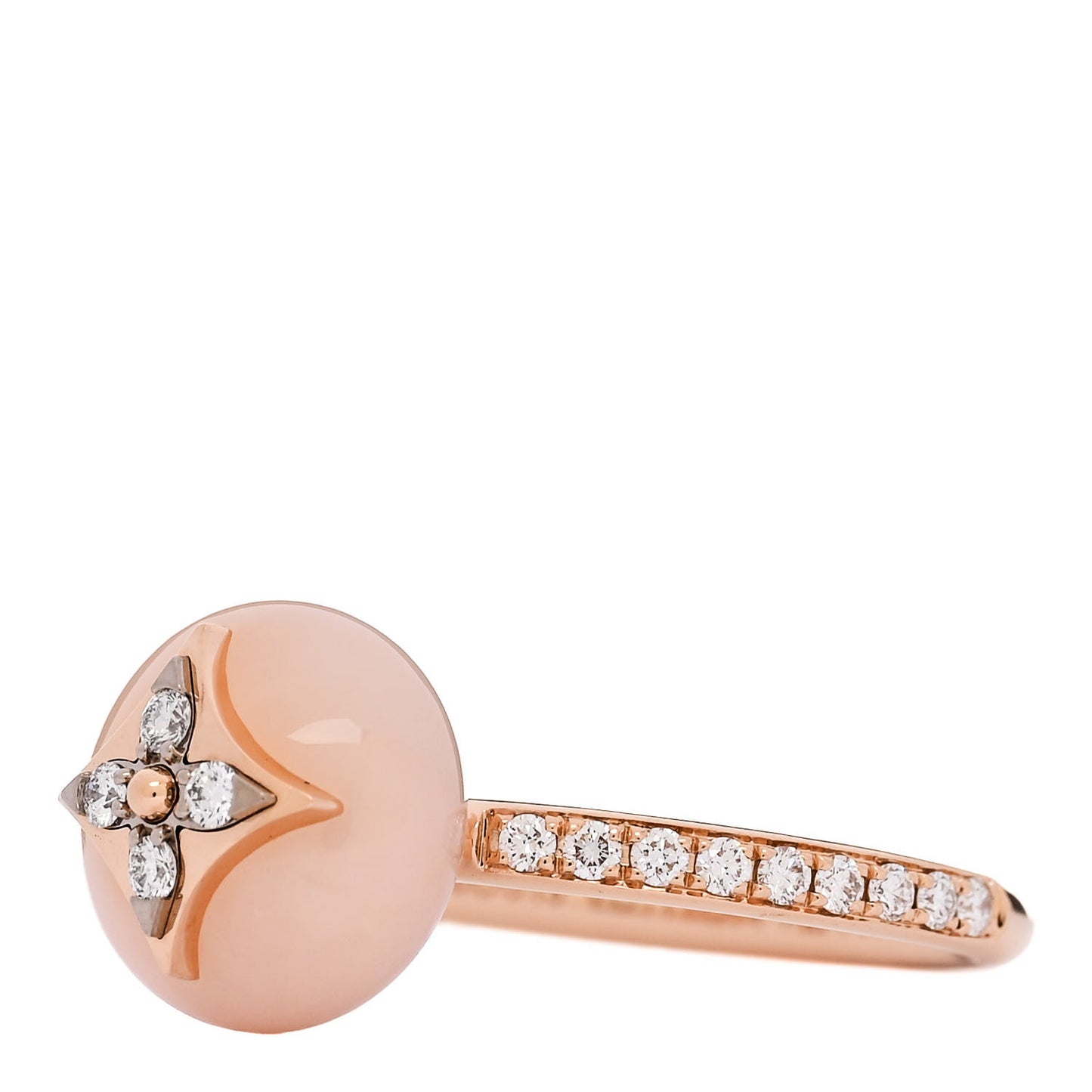 18K Pink White Gold Diamond Pink Opal Color Blossom Pave Ring 54 7