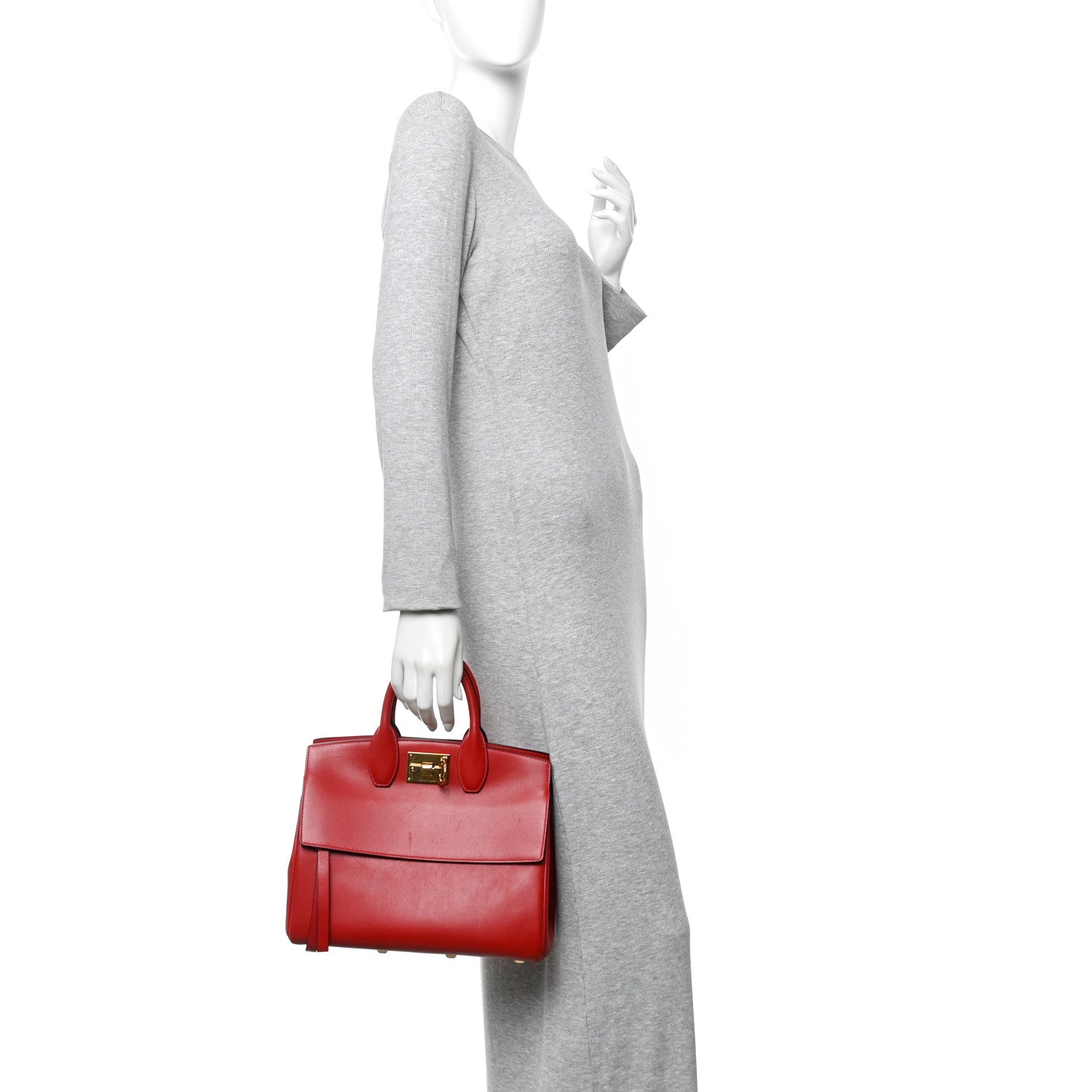Salvatore Ferragamo Calfskin Medium The Studio Bag Red 2 of 17