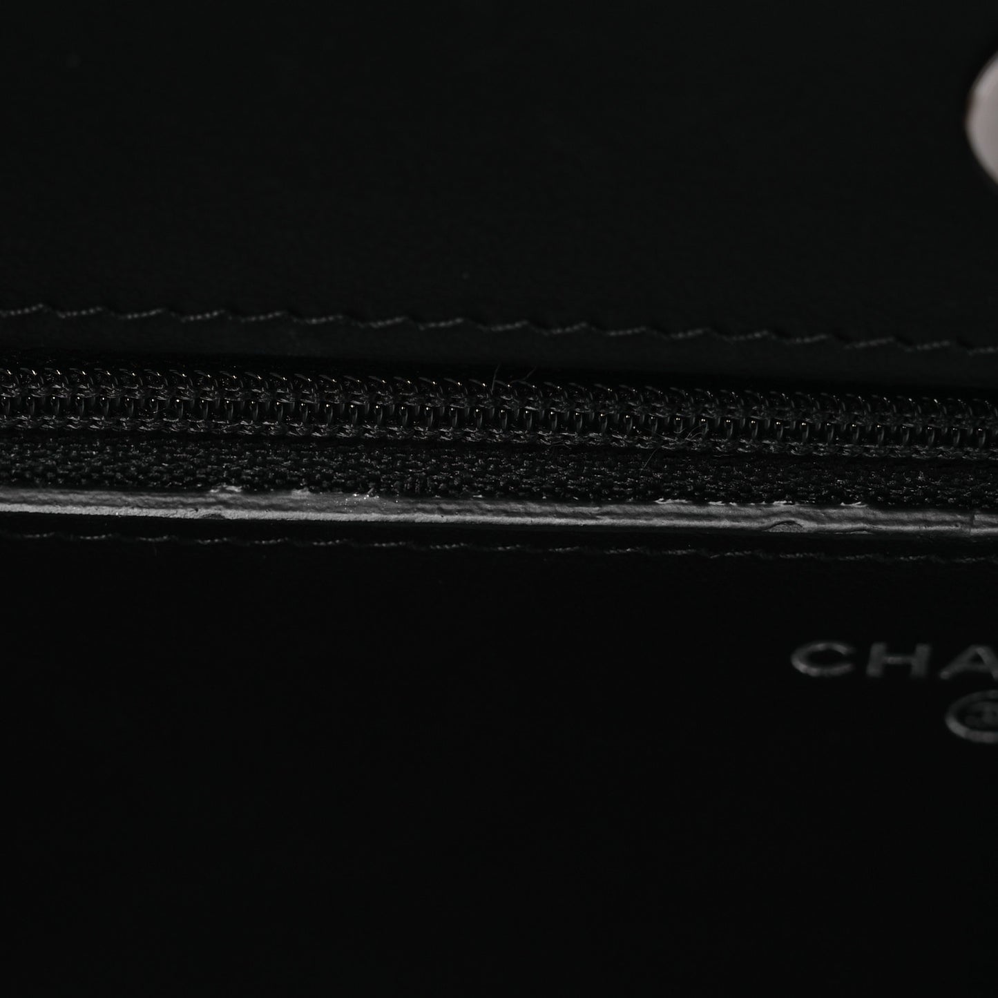 Lambskin Camellia Embossed Wallet On Chain WOC Black