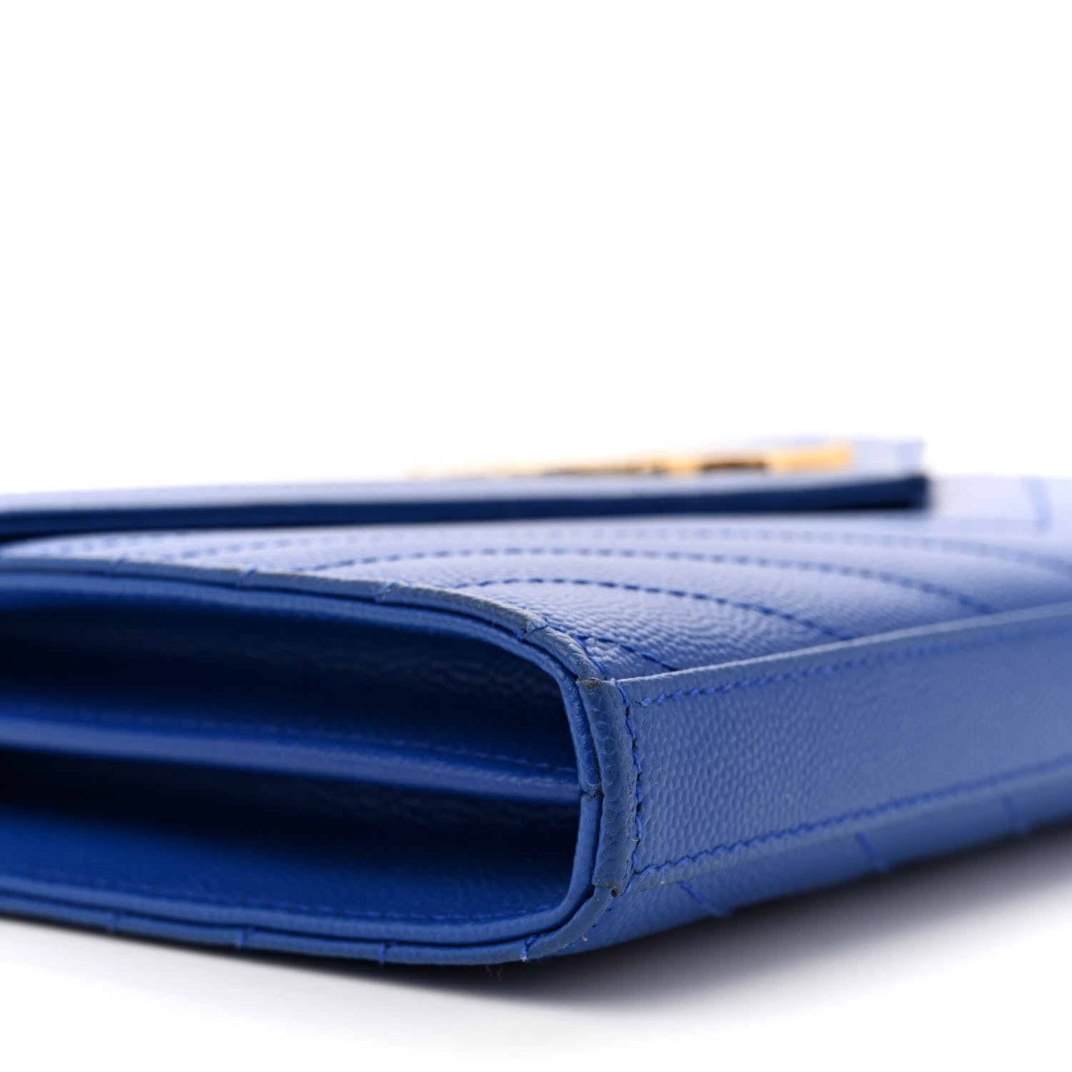 Saint Laurent Grain De Poudre Matelasse Chevron Monogram Chain Wallet Blue Majorelle 9 of 13