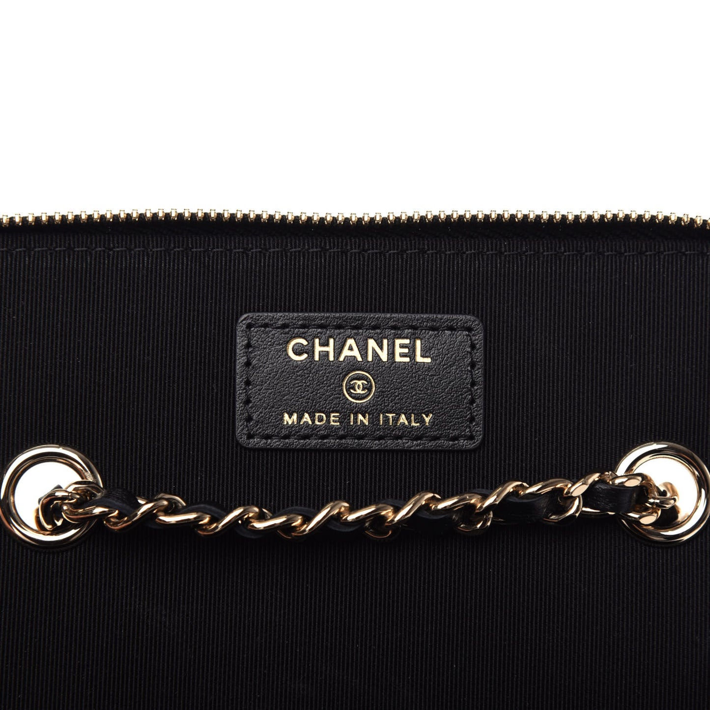 Goatskin Camellia Embossed Quilted Small Vanity Case With Chain Black