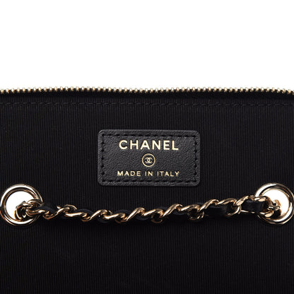 Chanel Goatskin Camellia Embossed Quilted Small Vanity Case With Chain Black 6 of 10