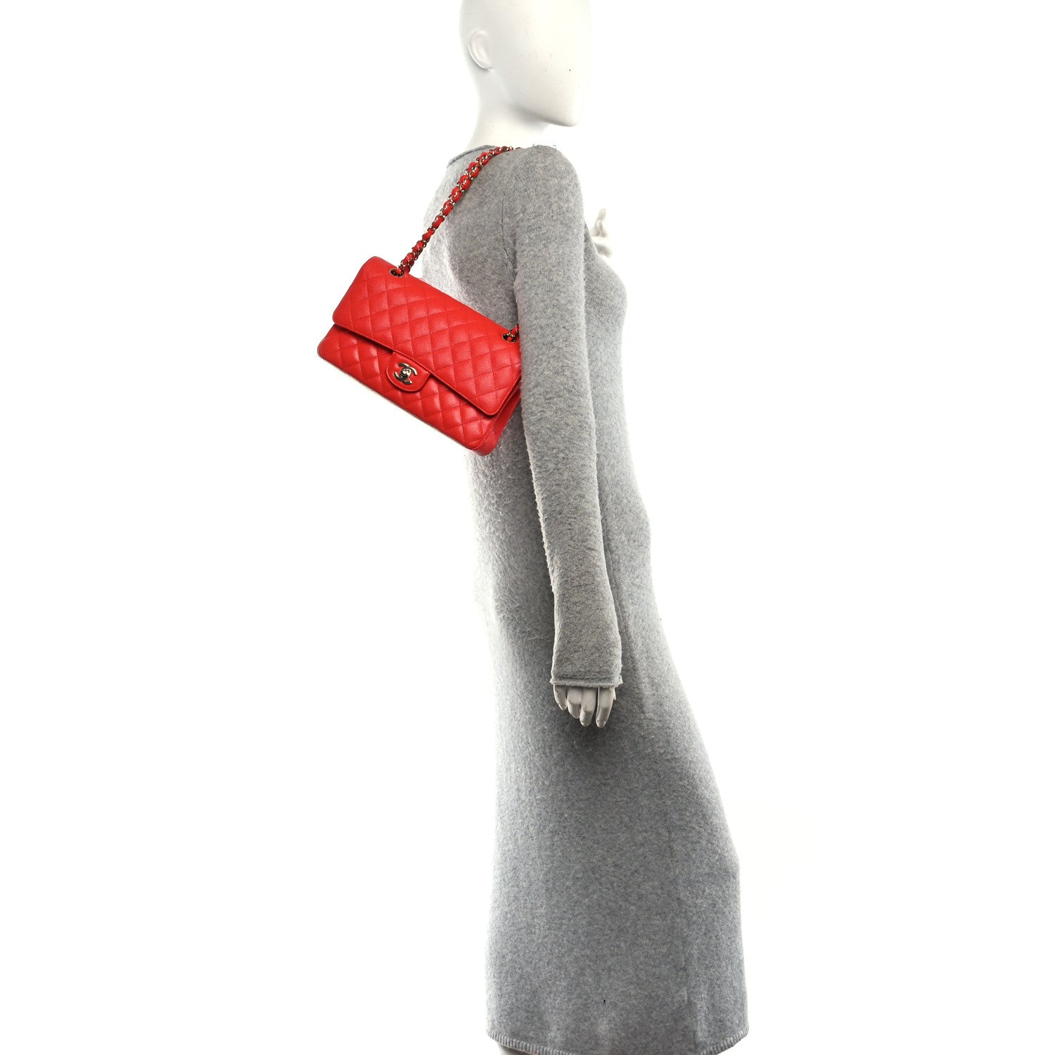 Chanel Caviar Quilted Medium Double Flap Red 2 of 10