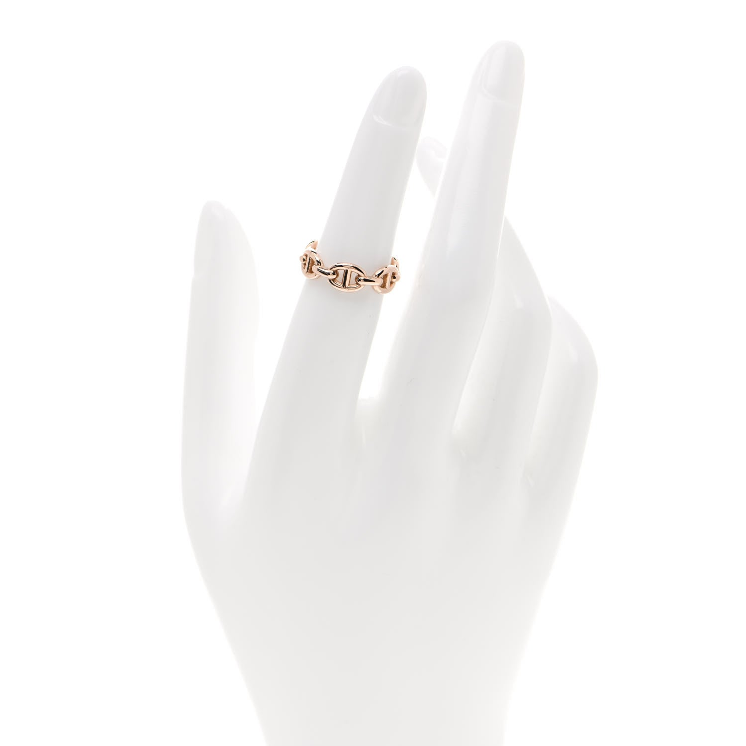 Hermes 18K Rose Gold PM Chaine D'Ancre Enchainee Ring 50 5.25 2 of 8