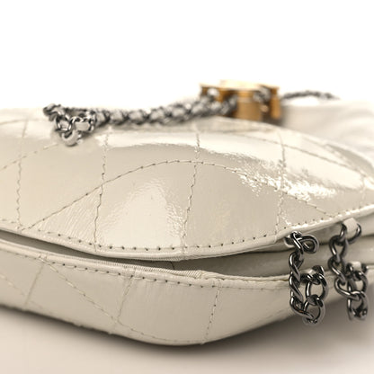 Chanel Patent Goatskin Quilted Small Gabrielle Bucket White 9 of 10