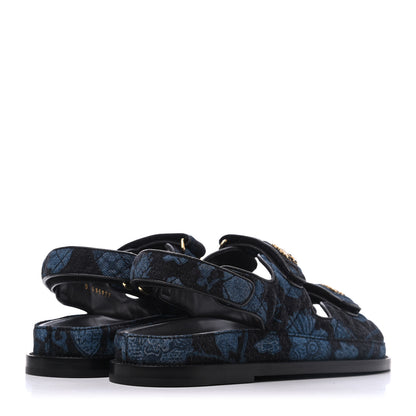 Chanel Denim Velcro Dad Sandals 37 Dark Grey Blue Black 4 of 9