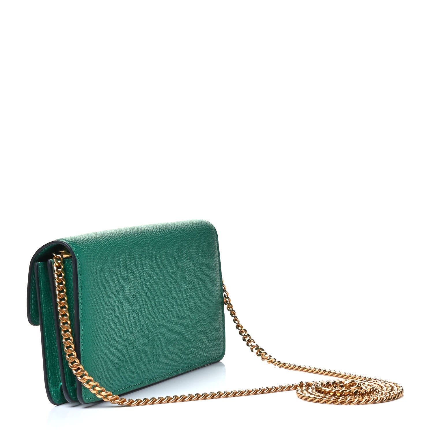 Valentino Garavani Grainy Calfskin Vlogo Wallet On Chain Green 2 of 4