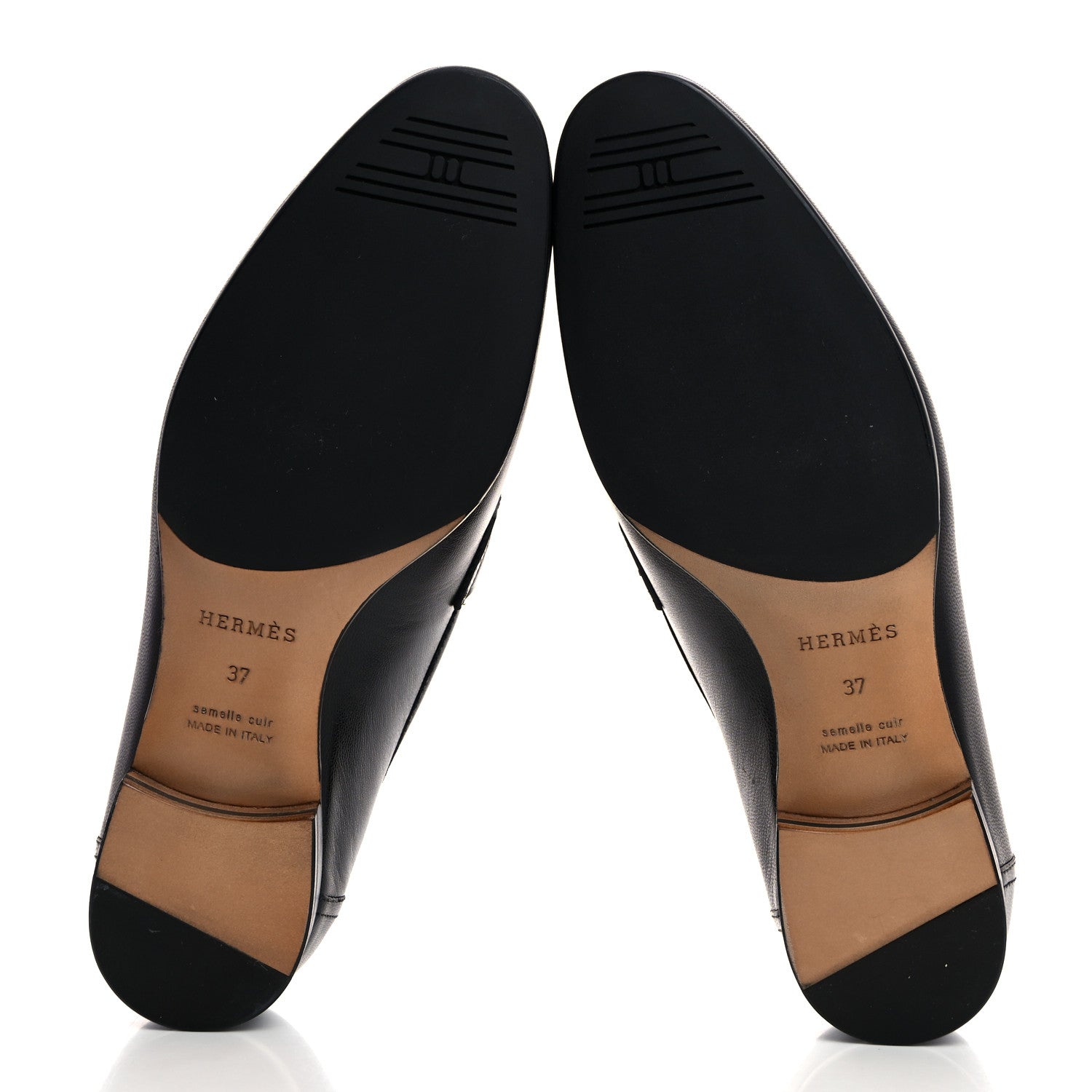Hermes Goatskin Womens Paris Loafers 37 Black 5 of 9