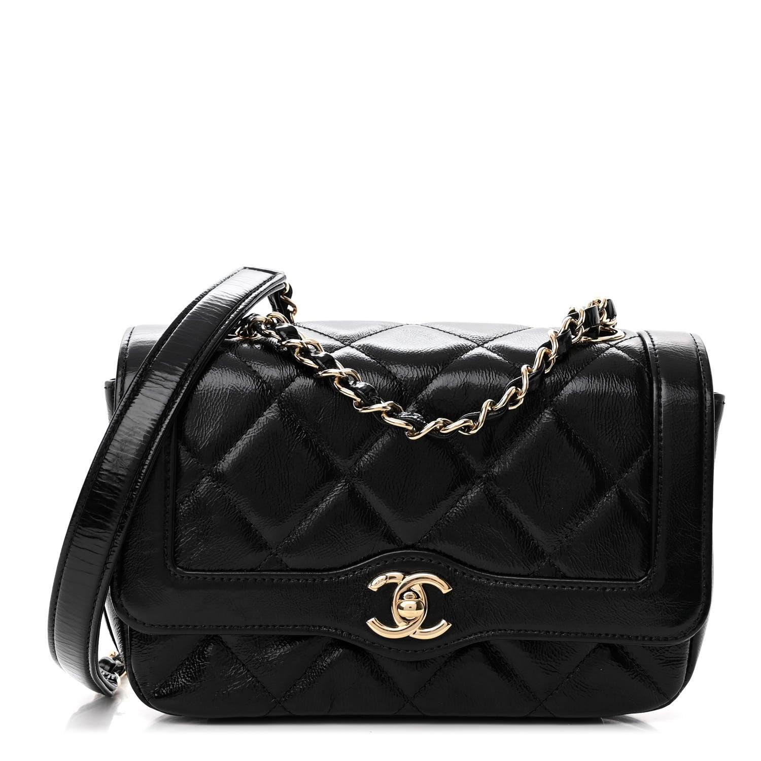 Chanel Crumpled Glazed Lambskin Quilted Mini Flap Black 1 of 10