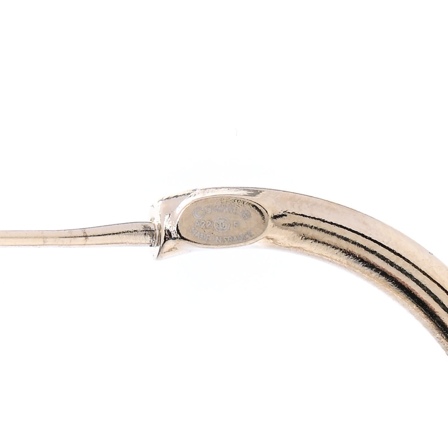 Metal Textured CC Hoop Earrings Gold