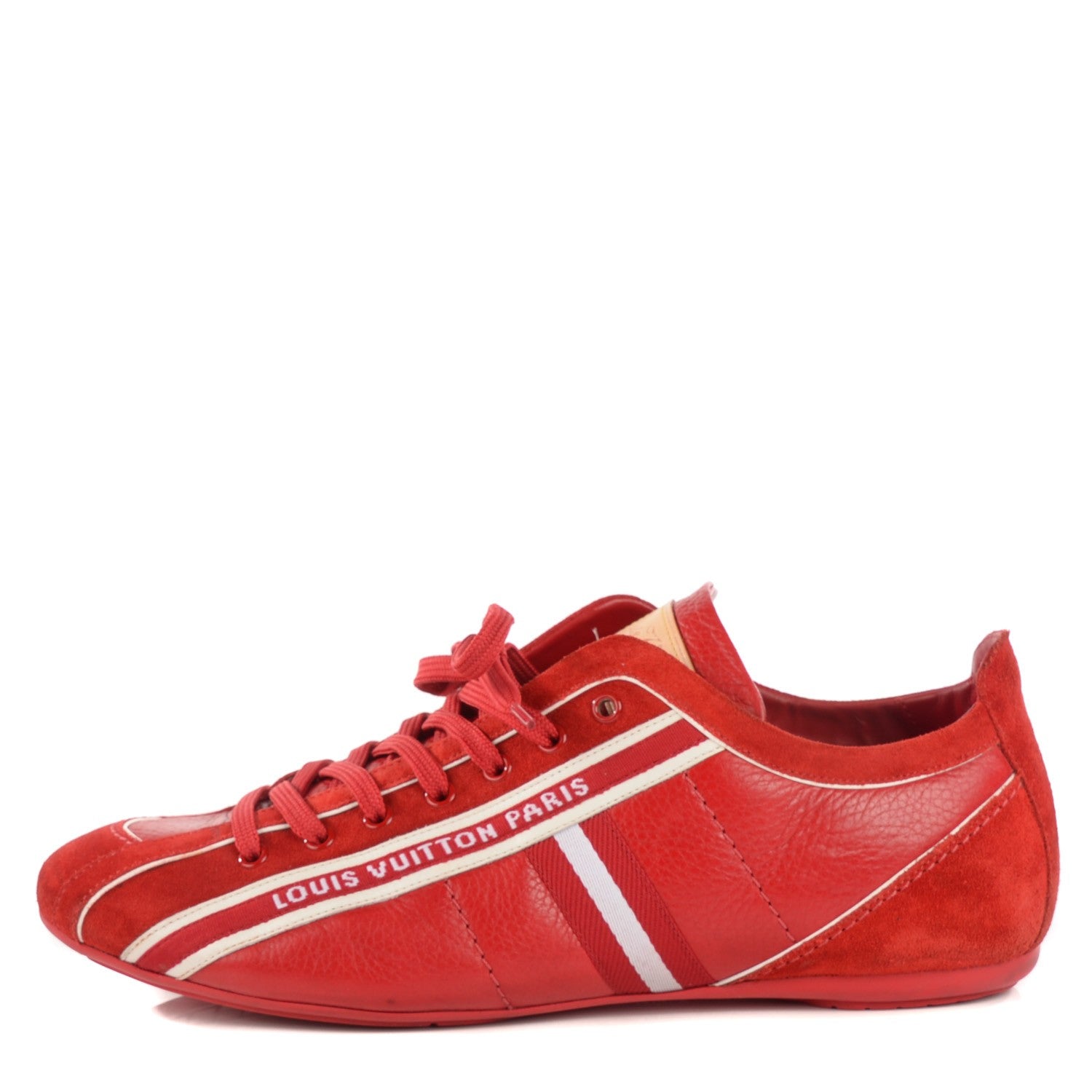 Louis Vuitton Calfskin Suede Sneakers 8 Red 1 of 8