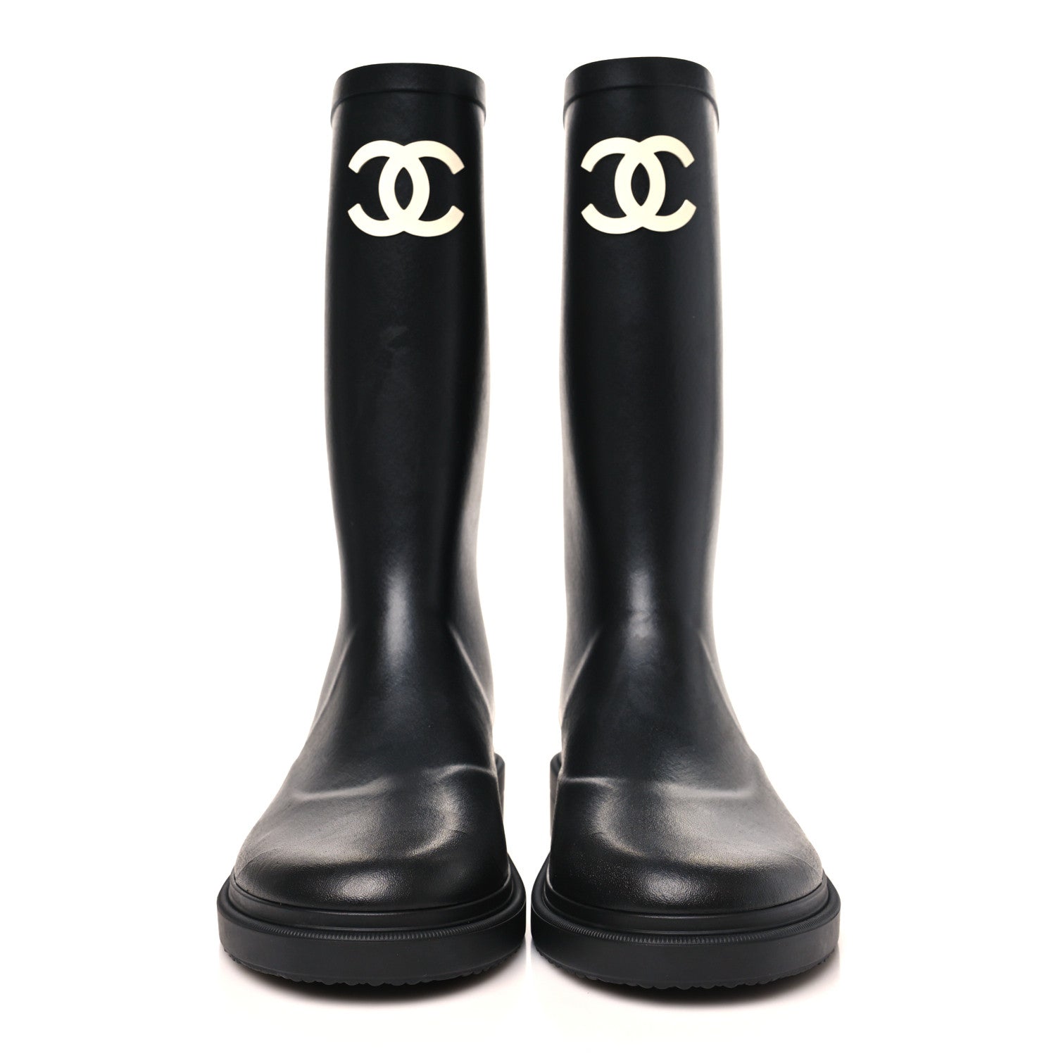 Chanel Caoutchouk CC High Boots 40 Black 3 of 9
