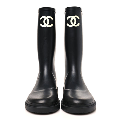 Chanel Caoutchouk CC High Boots 40 Black 3 of 9