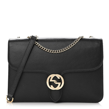Gucci Dollar Calfskin Interlocking G Shoulder Bag Black 1 of 10