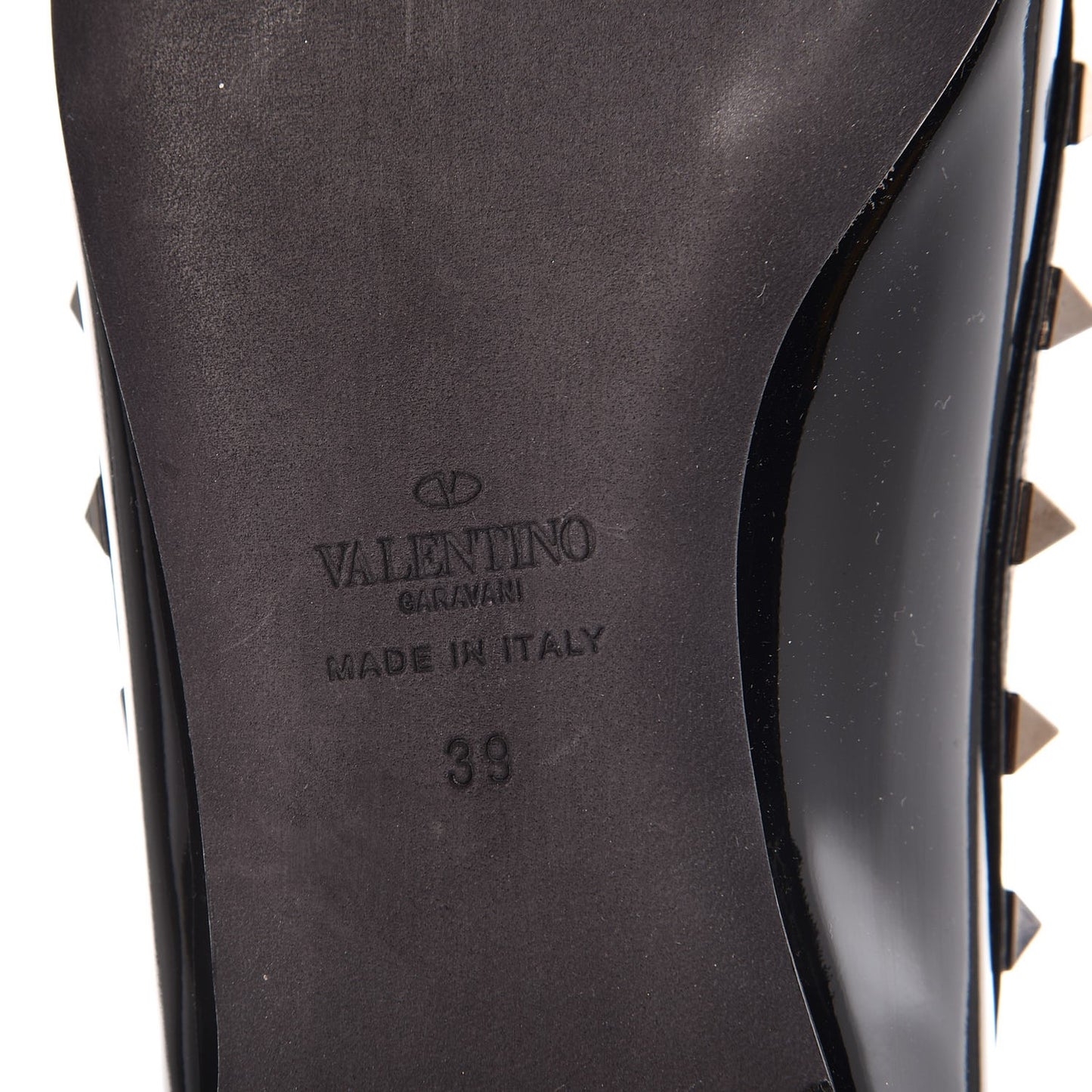 Patent Rockstud Ballerina Flats 39 Black